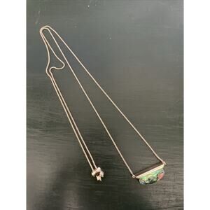 Kendra Scott Abalone Necklace Statement Blue Shell Silver Retired